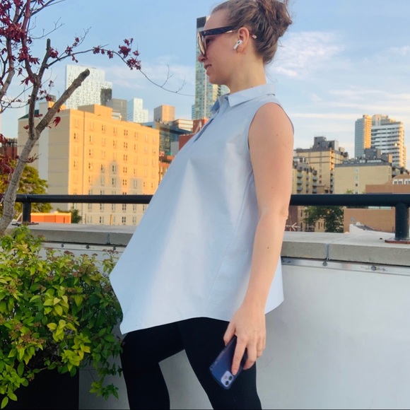 🚢 NWT BECKEN High-Low Sleeveless Blue Blouse - Picture 14 of 16